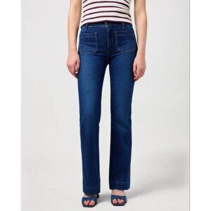 Wrangler Love Flare Jeans Womens 30x32 Retro Blue 70s Stretch Denim